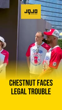 New York champion Joey Chestnut competes while on probation