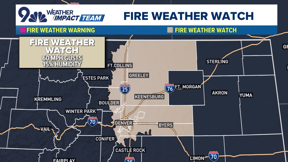 落基山脉北部发布强风和火灾危险警告