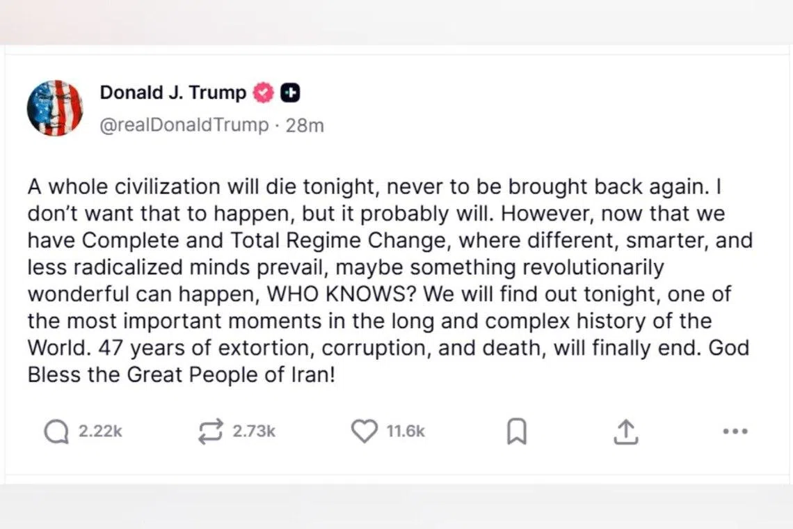 Trump advierte a Irán: "Toda una civilización morirá esta noche" si no reabre el Estrecho de Ormuz