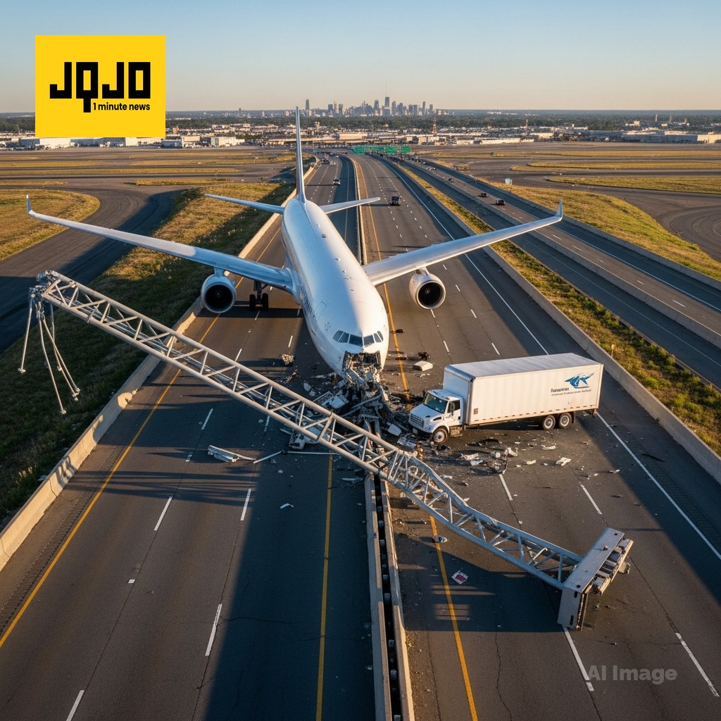 联合航空一架波音767飞机在纽瓦克机场附近撞上灯杆，安全着陆