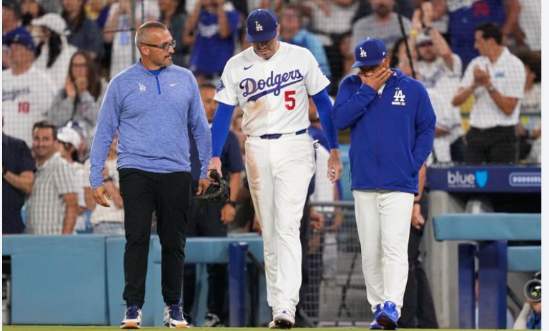 Dodgers' Freddie Freeman avoids serious injury after frightening dugout fall
