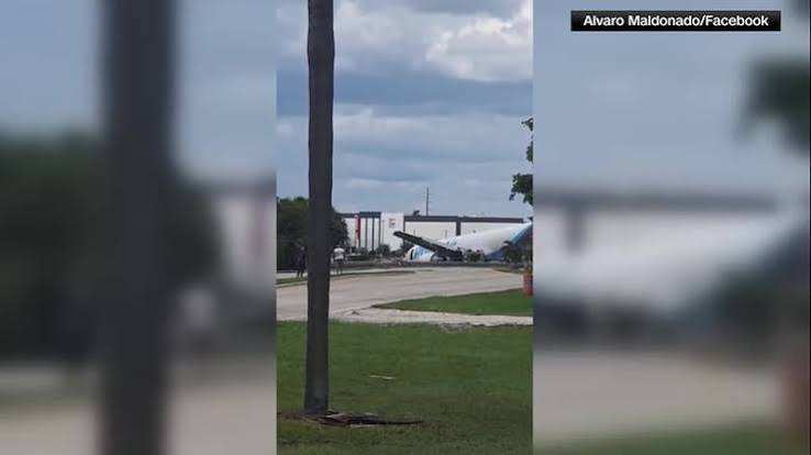 Amazon cargo plane sends up billowing cloud of smoke after overrunning runway at Miami airport