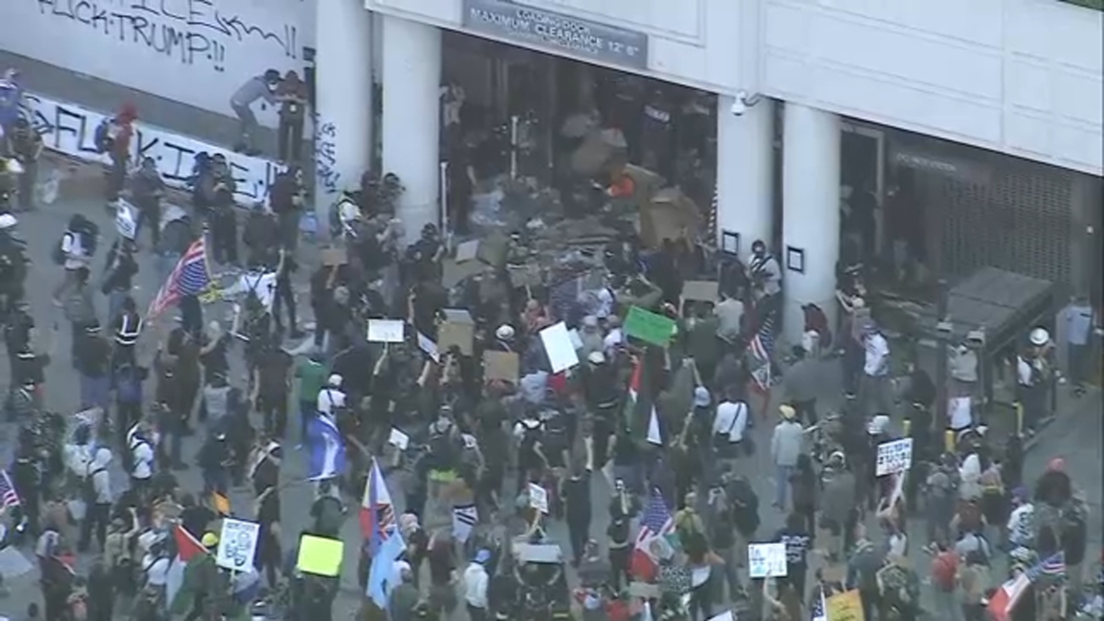 Thousands protest federal immigration operations in downtown LA