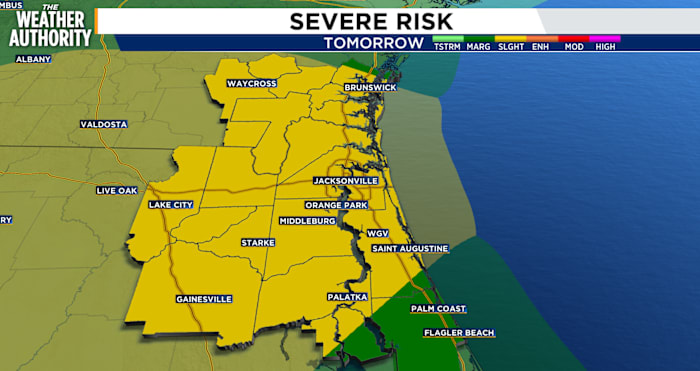 Tormentas severas y tornados posibles en el sureste de Georgia y noreste de Florida