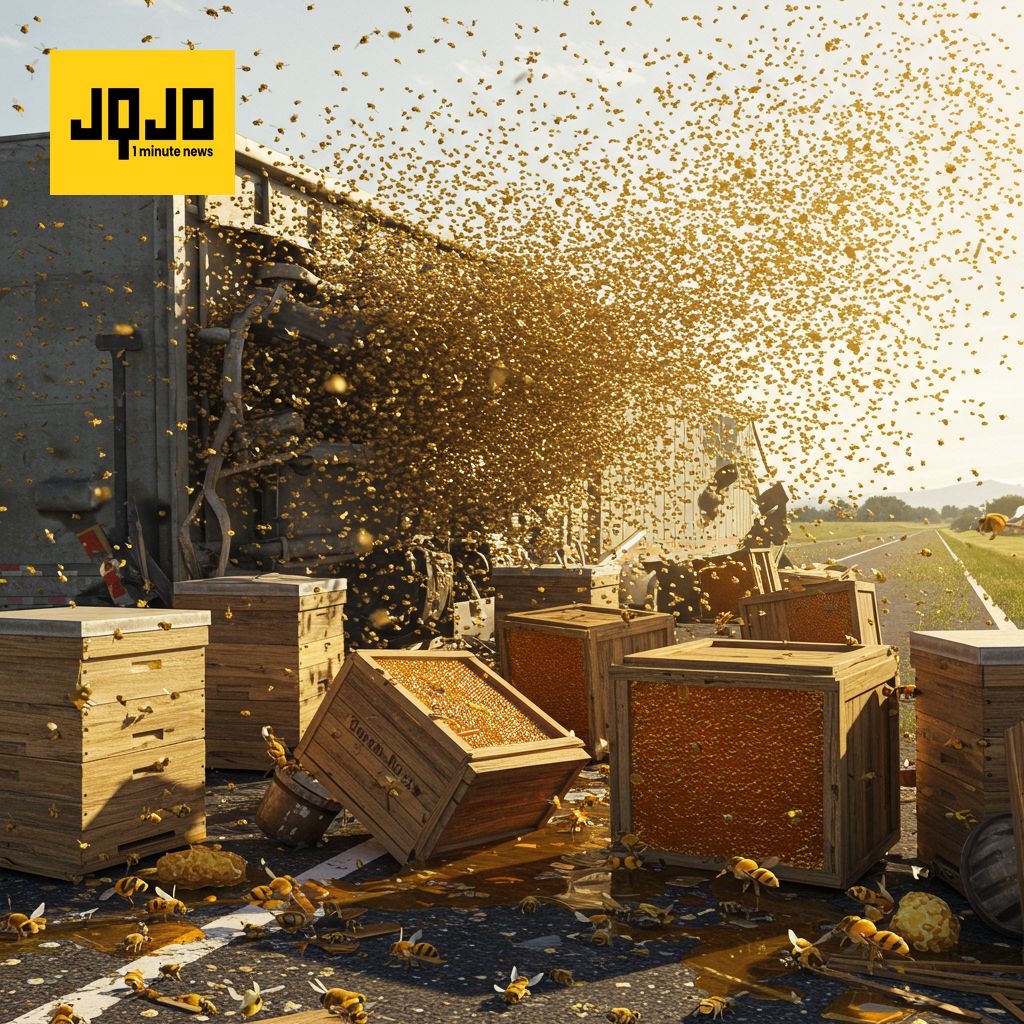 Millions of Bees Escape Overturned Truck in Washington