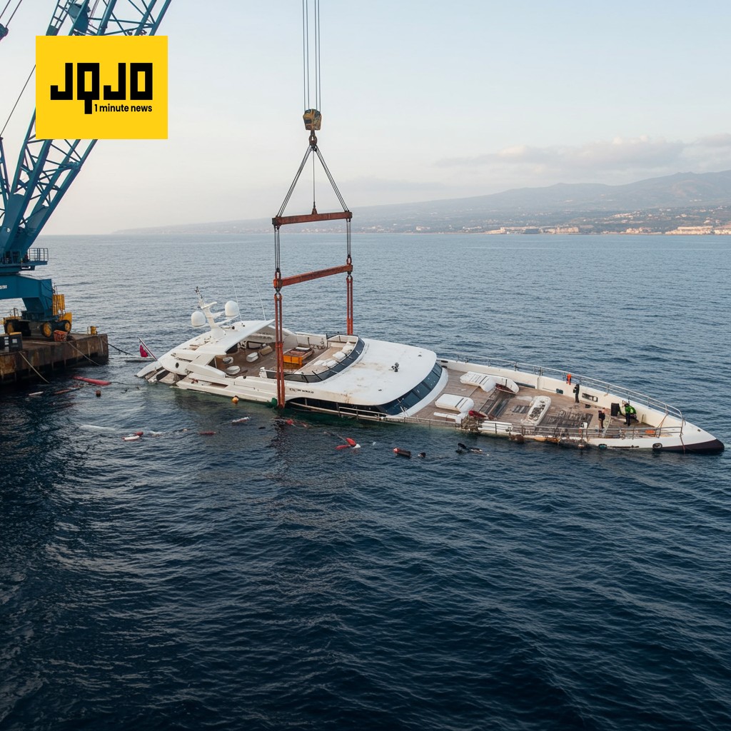 Restos del superyate Bayesian resurgidos tras hundimiento en Sicilia