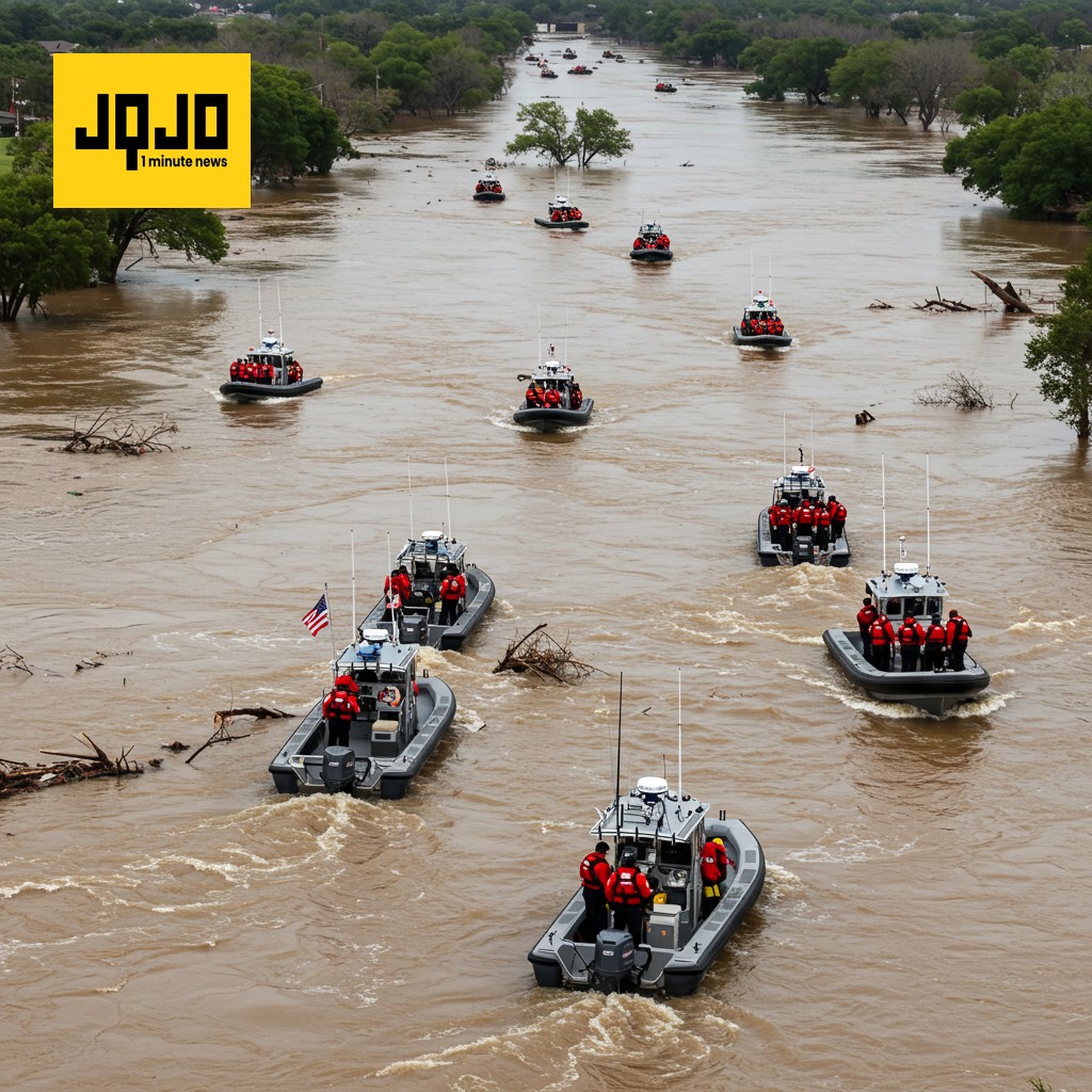 Bomberos mexicanos ayudan en rescates tras inundaciones en Texas