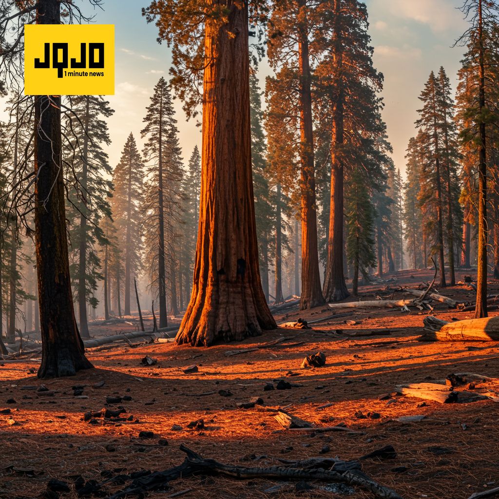 Grove of giant sequoia trees burns in California's Sierra National Forest