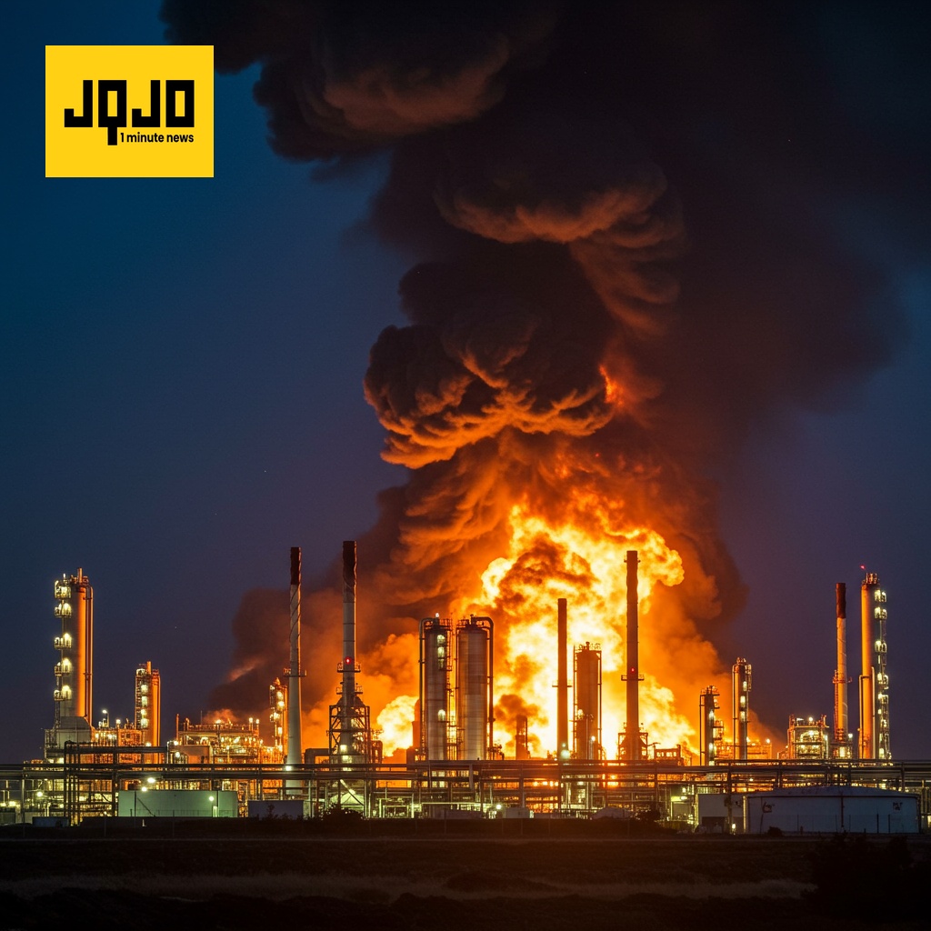 یوکرینی ڈرون حملے سے روس کی تیل کی ریفائنری میں آگ
