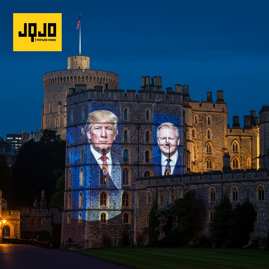 Trump, Epstein Images Projected at Windsor Castle
