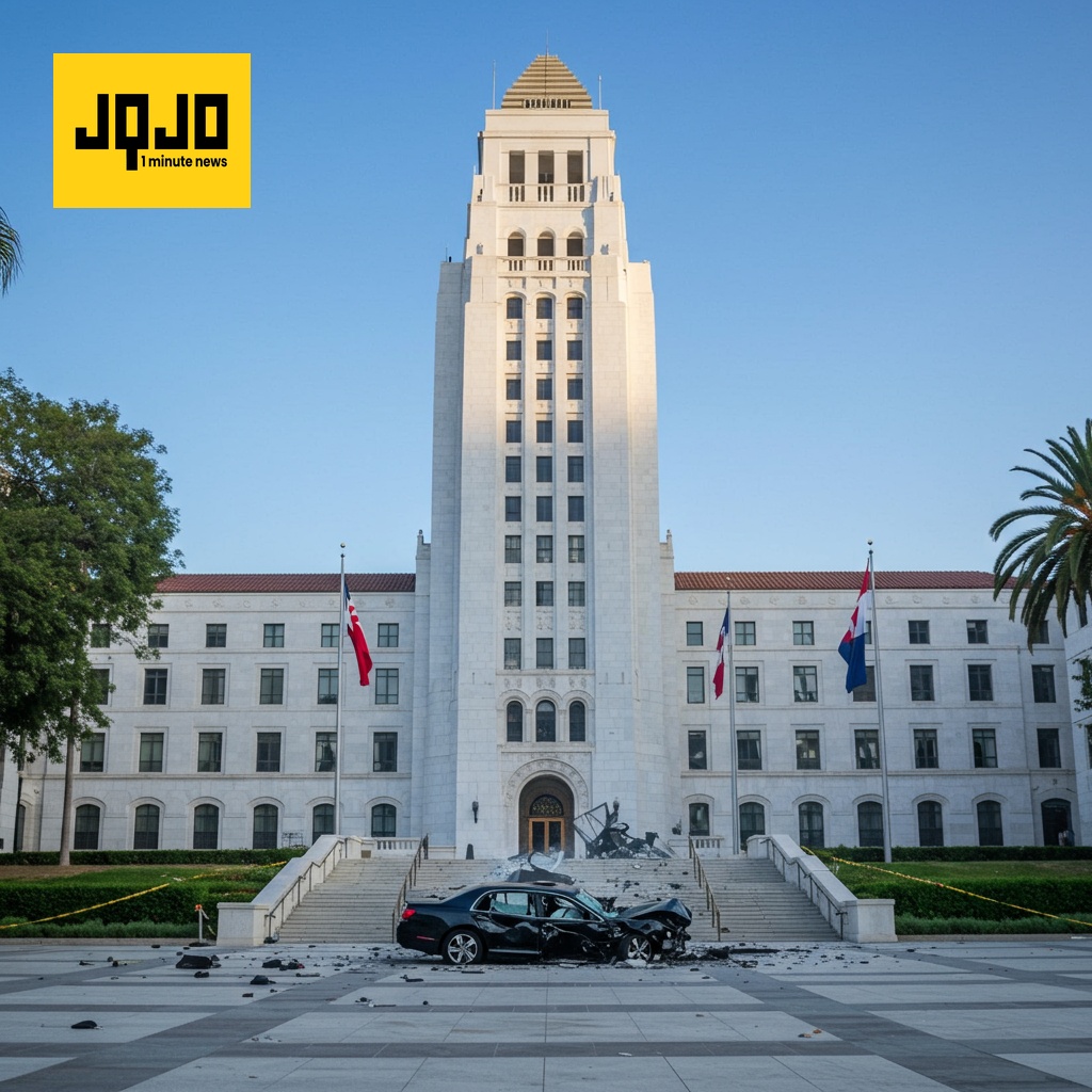 Une voiture percute les marches de l'Hôtel de Ville de Los Angeles, entraînant une évacuation
