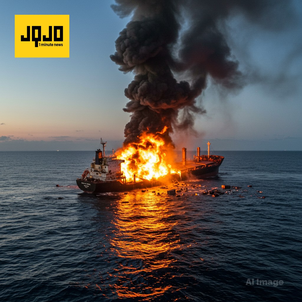 Pétrolier camerounais en feu dans le golfe d'Aden après une frappe présumée, l'UE évoque un accident