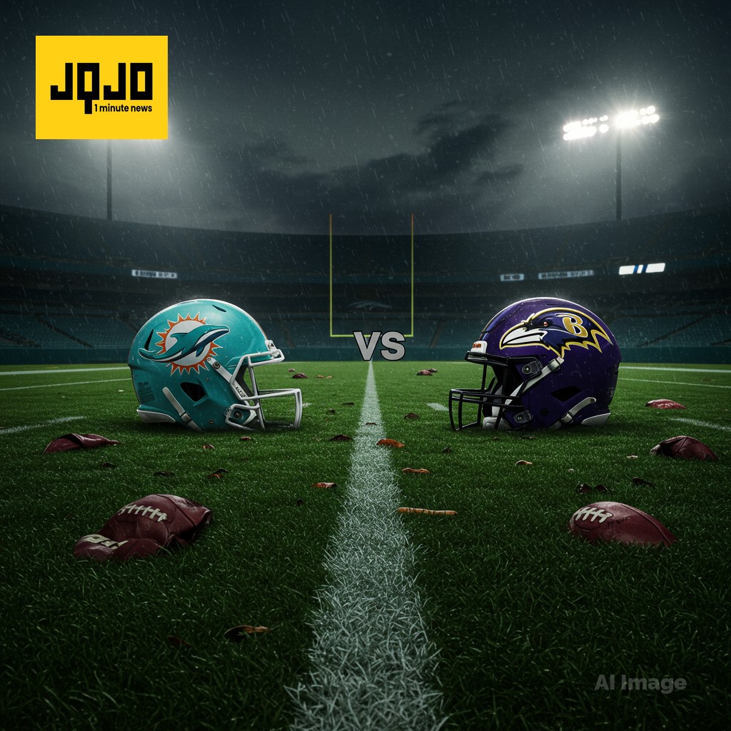 عودة لامار جاكسون تمنح البالتيمور ريفنز الأفضلية ضد ميامي دولفينز في مباراة قوية