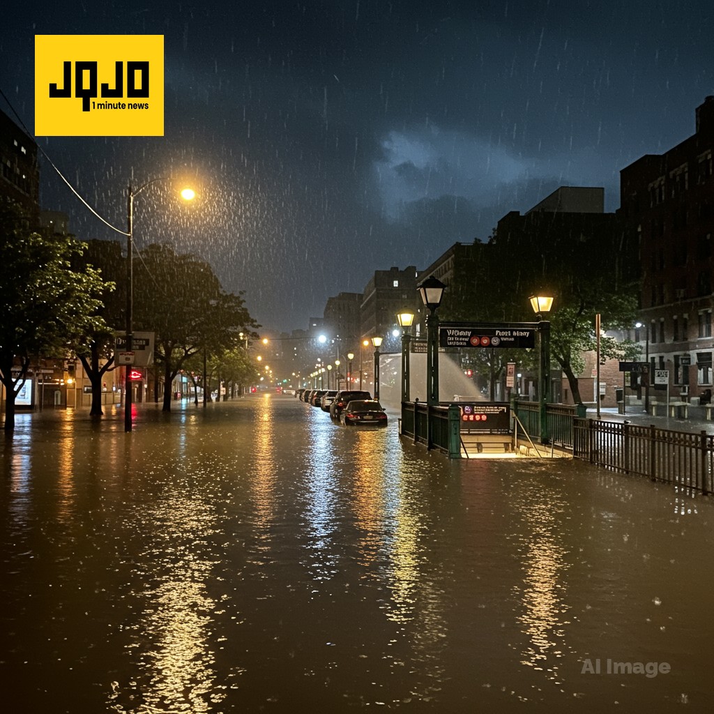 纽约市遭遇创纪录暴雨，至少两人死亡，街道地铁站被淹
