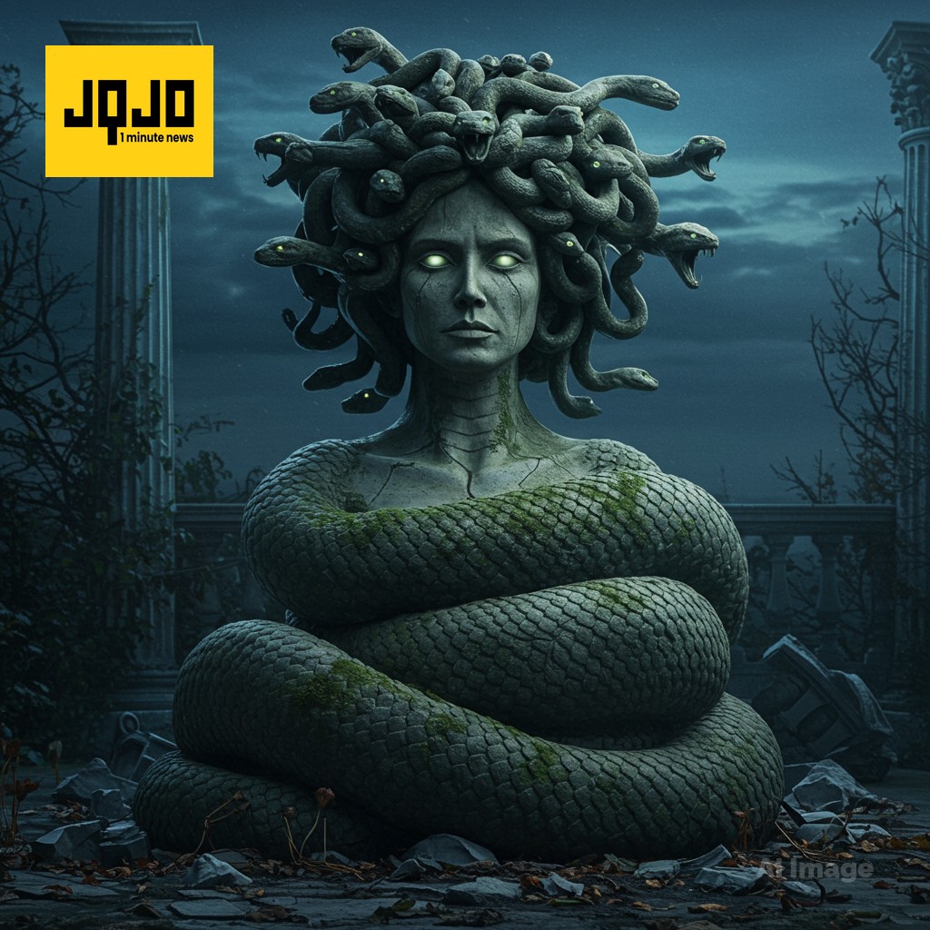 海蒂·克鲁姆万圣节造型吓人：美杜莎造型以十二条机械蛇和八英尺长尾巴为特色