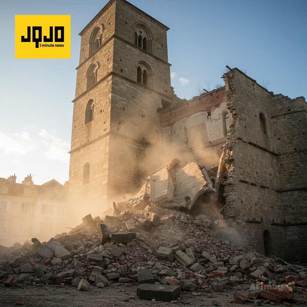 罗马13世纪古塔修复期间部分倒塌，一工人受伤一工人被困