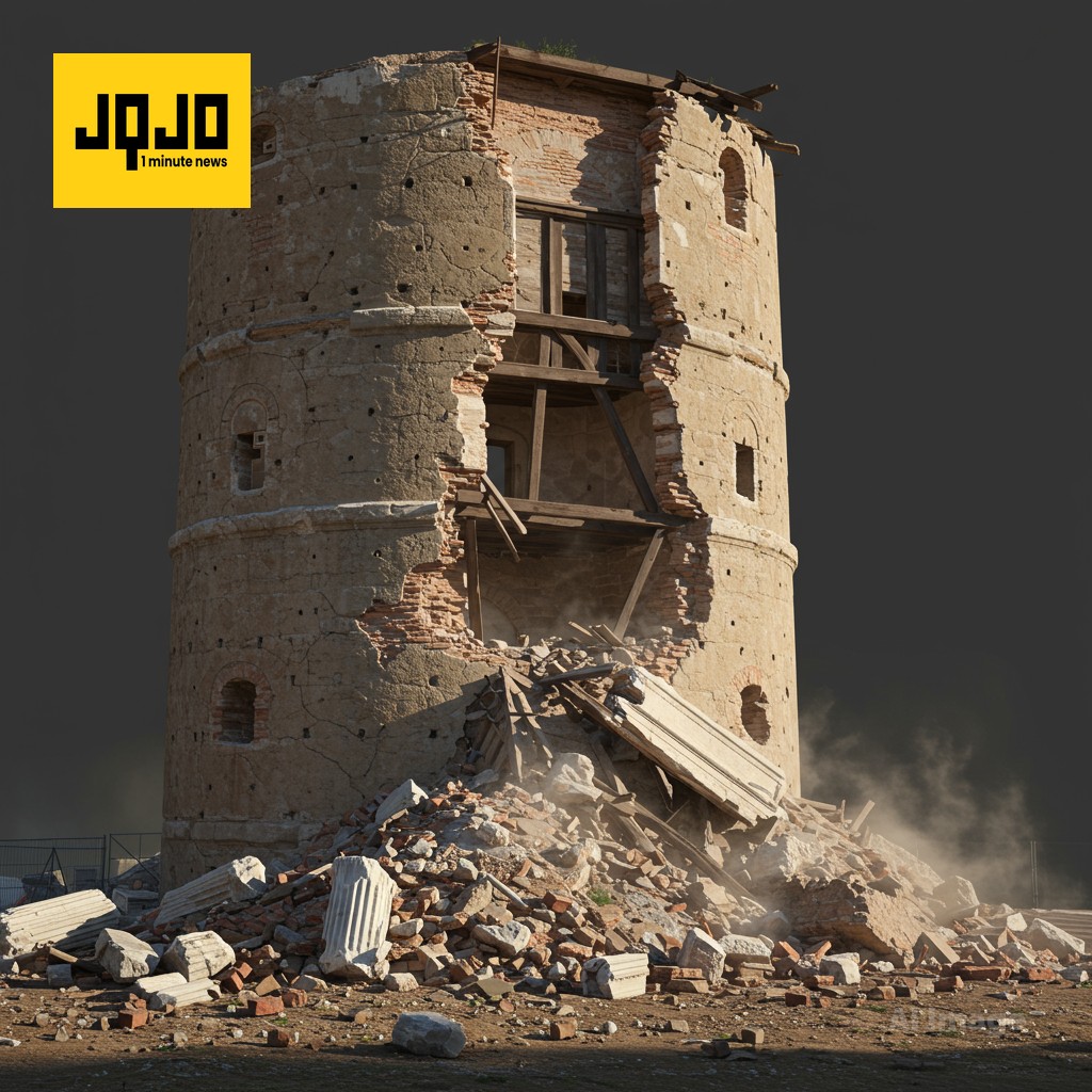 रोम में टॉवर ढहा, मजदूर फंसे