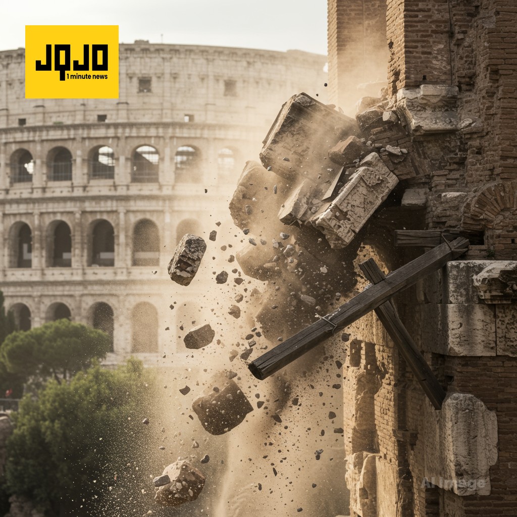 انهيار برج تاريخي في روما يحاصر عاملاً.