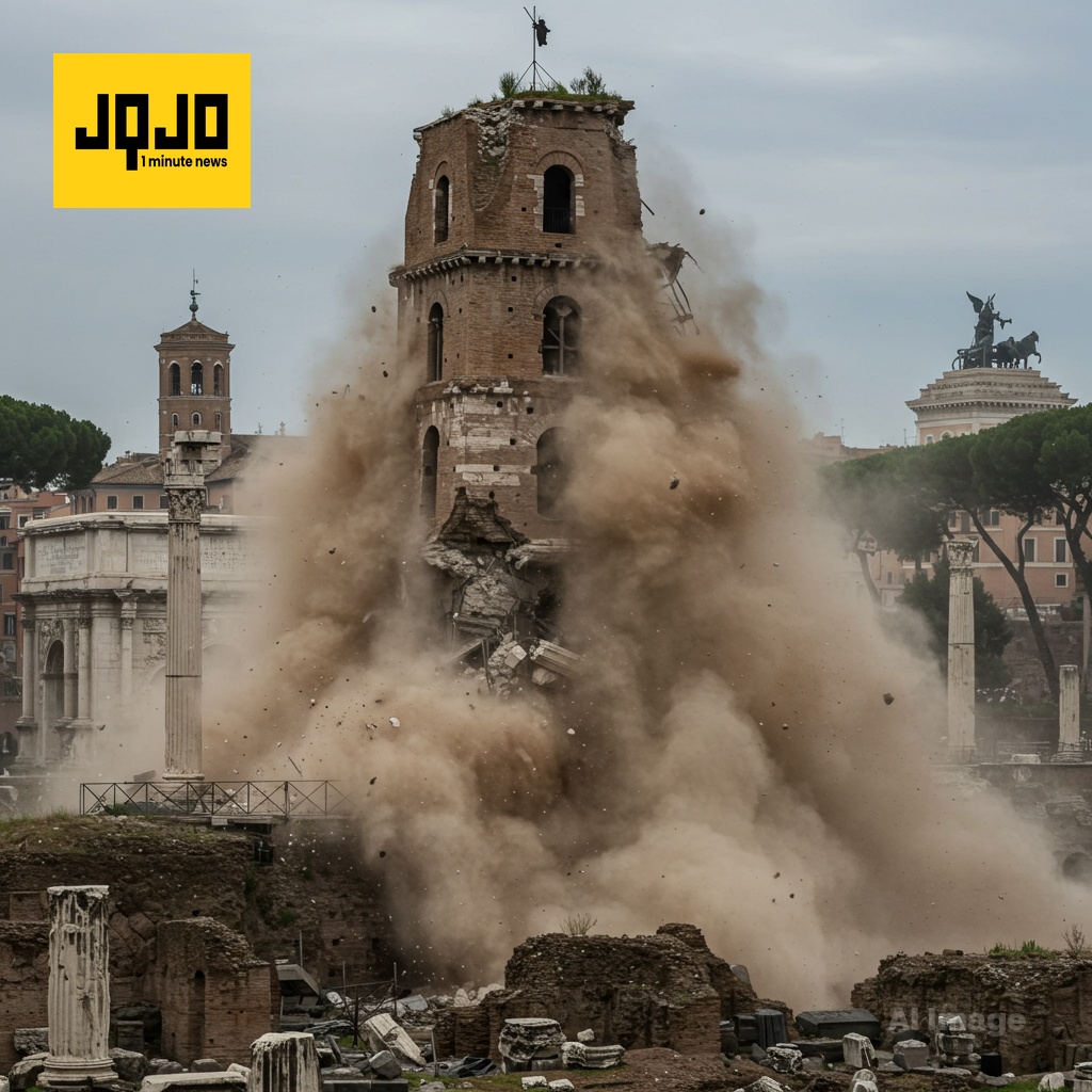 Worker dies after partial collapse of medieval tower in Rome