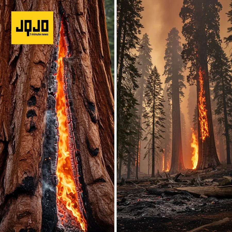Giant Sequoias Burn in Sierra National Forest Fire