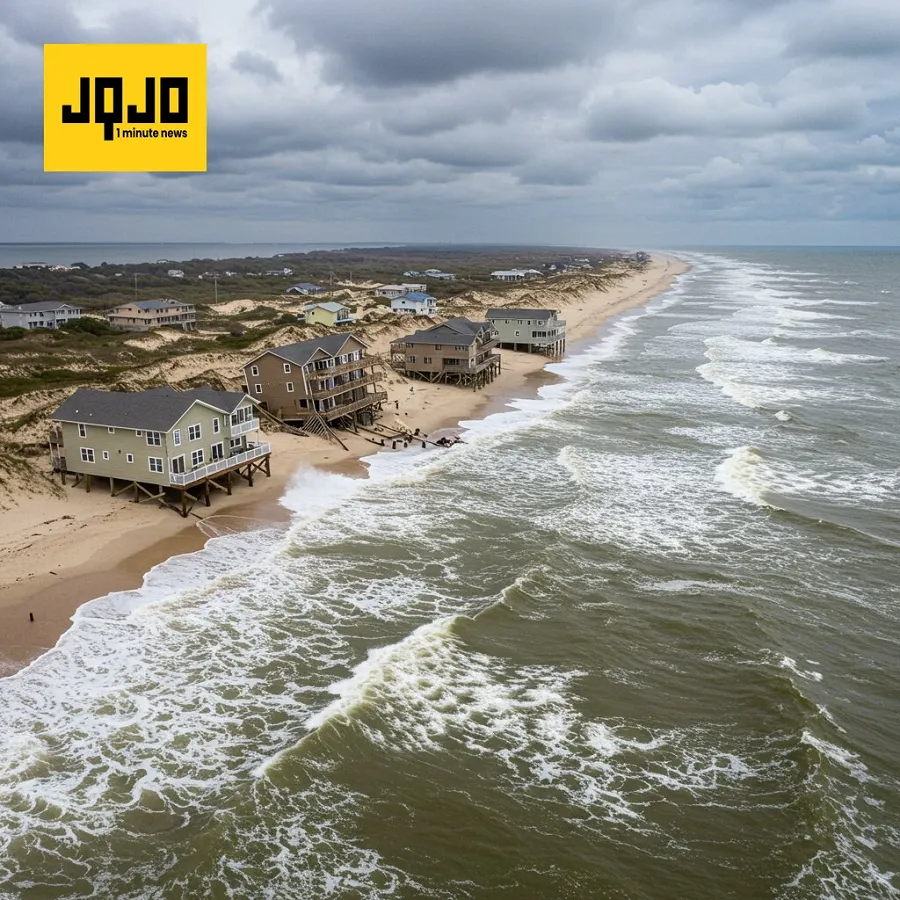 Cinq maisons s'effondrent dans l'océan dans les Outer Banks