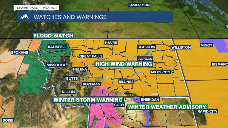 Forts vents et rivière atmosphérique frappent le Montana, déclenchant des alertes.